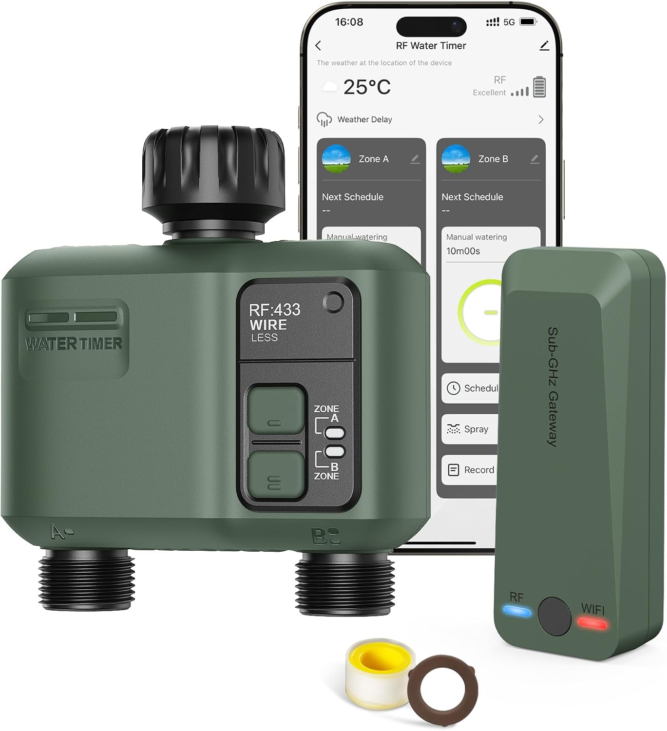 WiFi Water Timer 2 Zone Smart Sprinkler for Efficient Irrigation