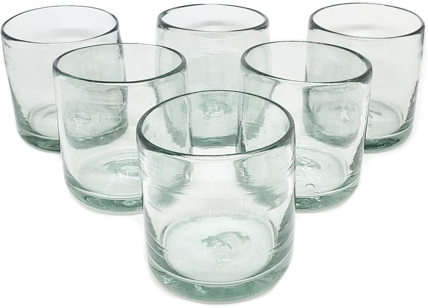 Clear Blown 8 oz DOF Rocks Glasses Set of 6 Unique Handcrafted