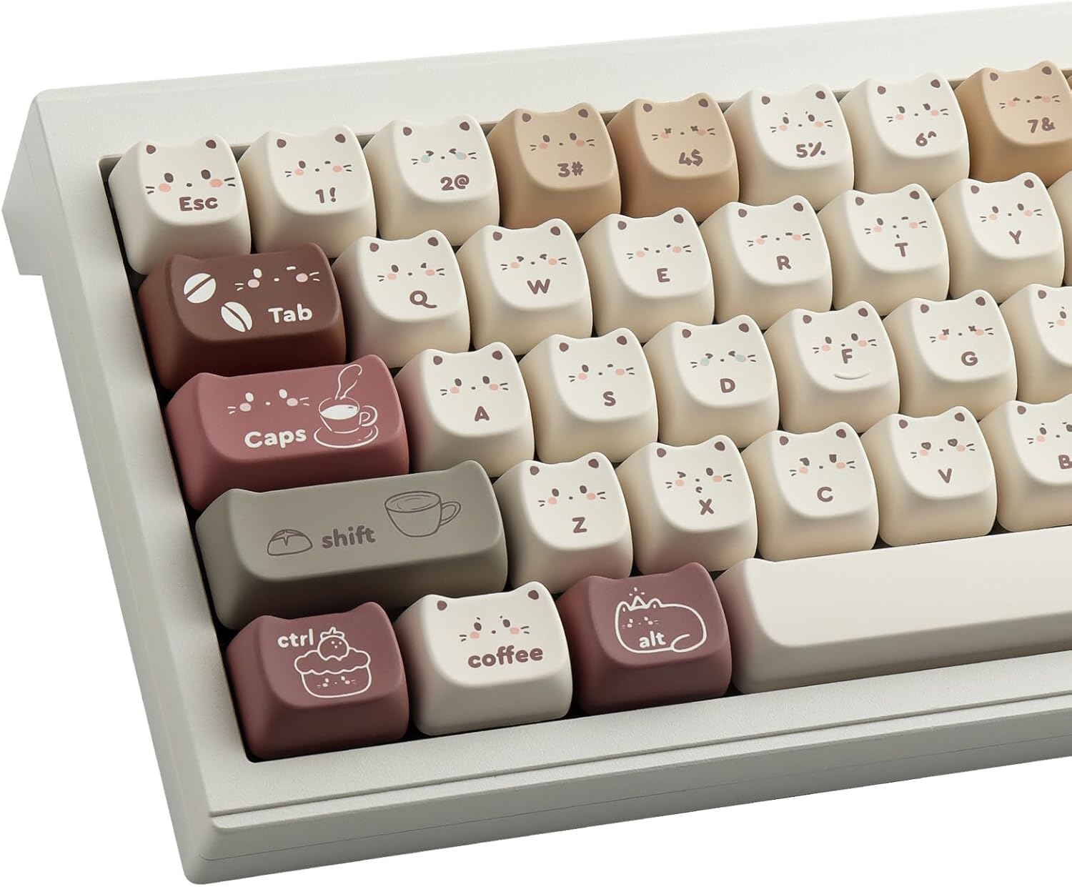PBT Keycaps 142 Keys Cute Cat Keycaps for Mechanical Keyboards