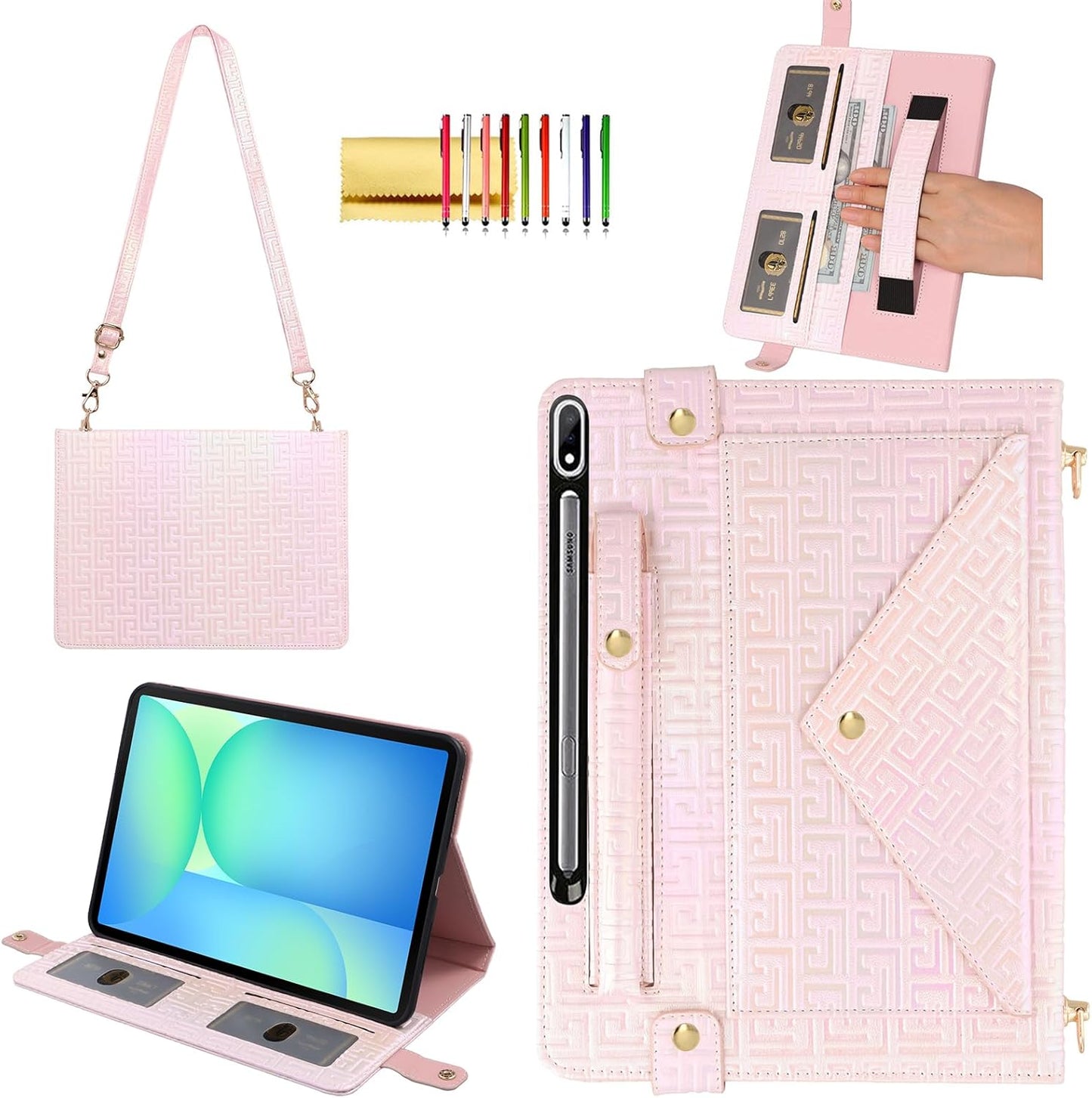 Shiny Case for Samsung Galaxy Tab S10 FE Plus with Wallet Design
