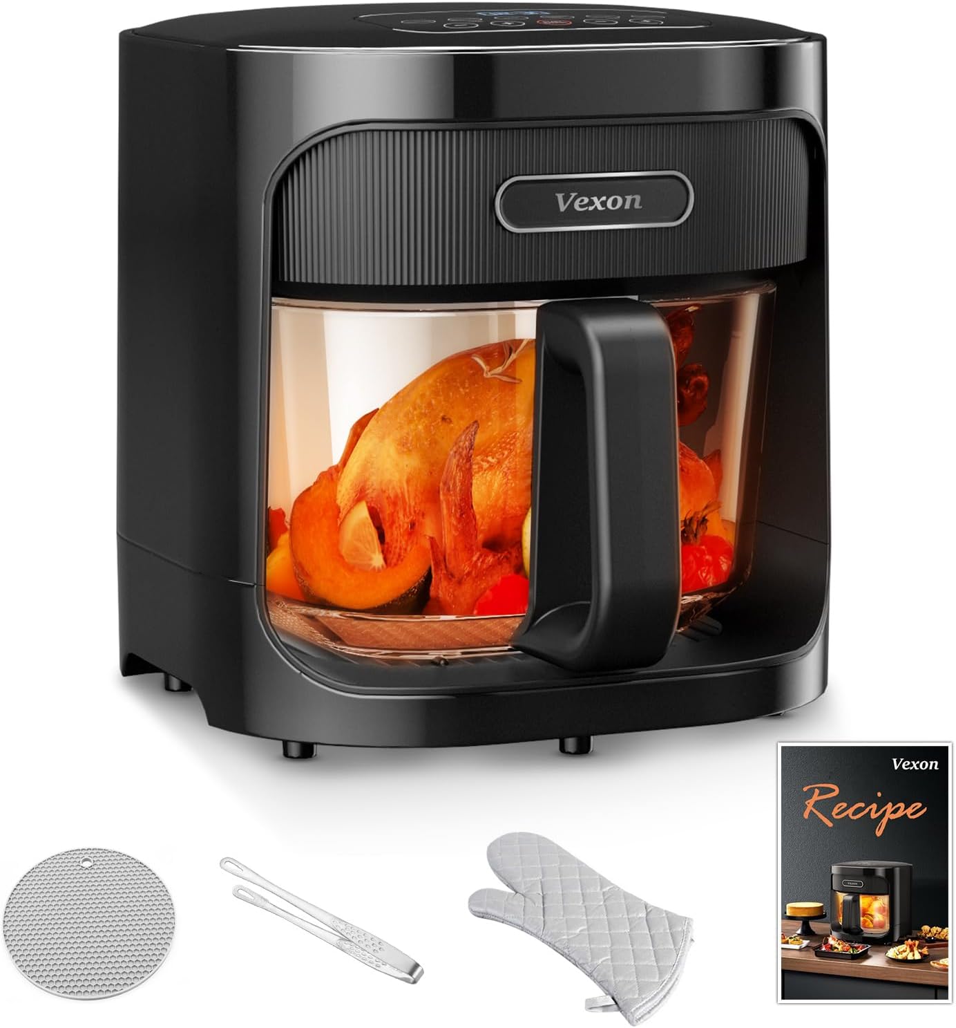Vexon 4.5L Glass Air Fryer: Clear Viewing Window, Easy-Clean Basket, Multiple Modes!