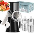 Black Rotary Cheese Grater Hand Crank - 5 Blades Multi-Use Shredder