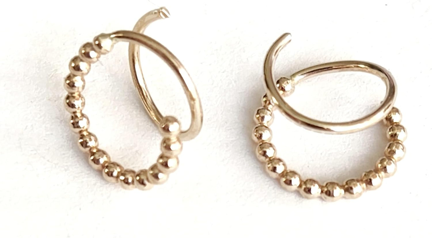 Handmade Bead Loop Twist Earrings Double Hoop for Single Piercing