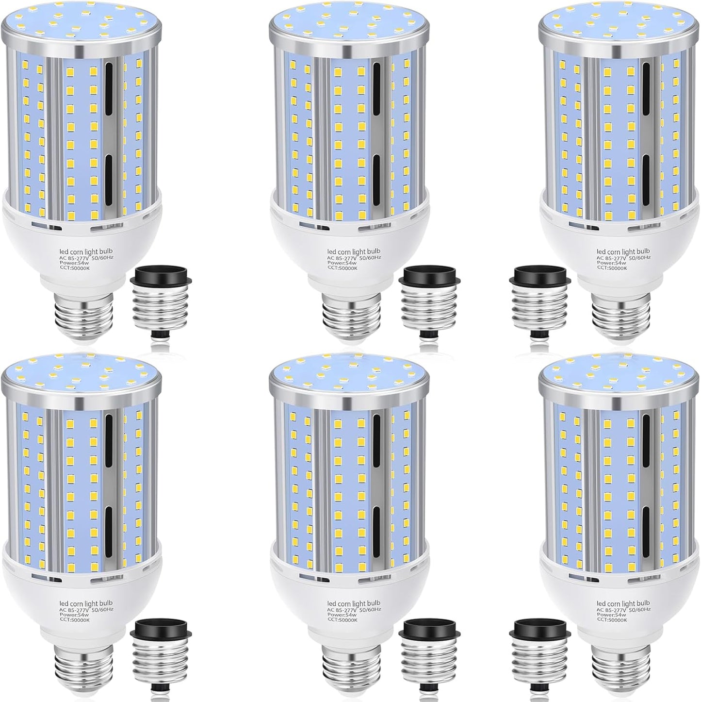 6 Pack 54W Corn LED Light Bulb for Bright Indoor and Outdoor Use