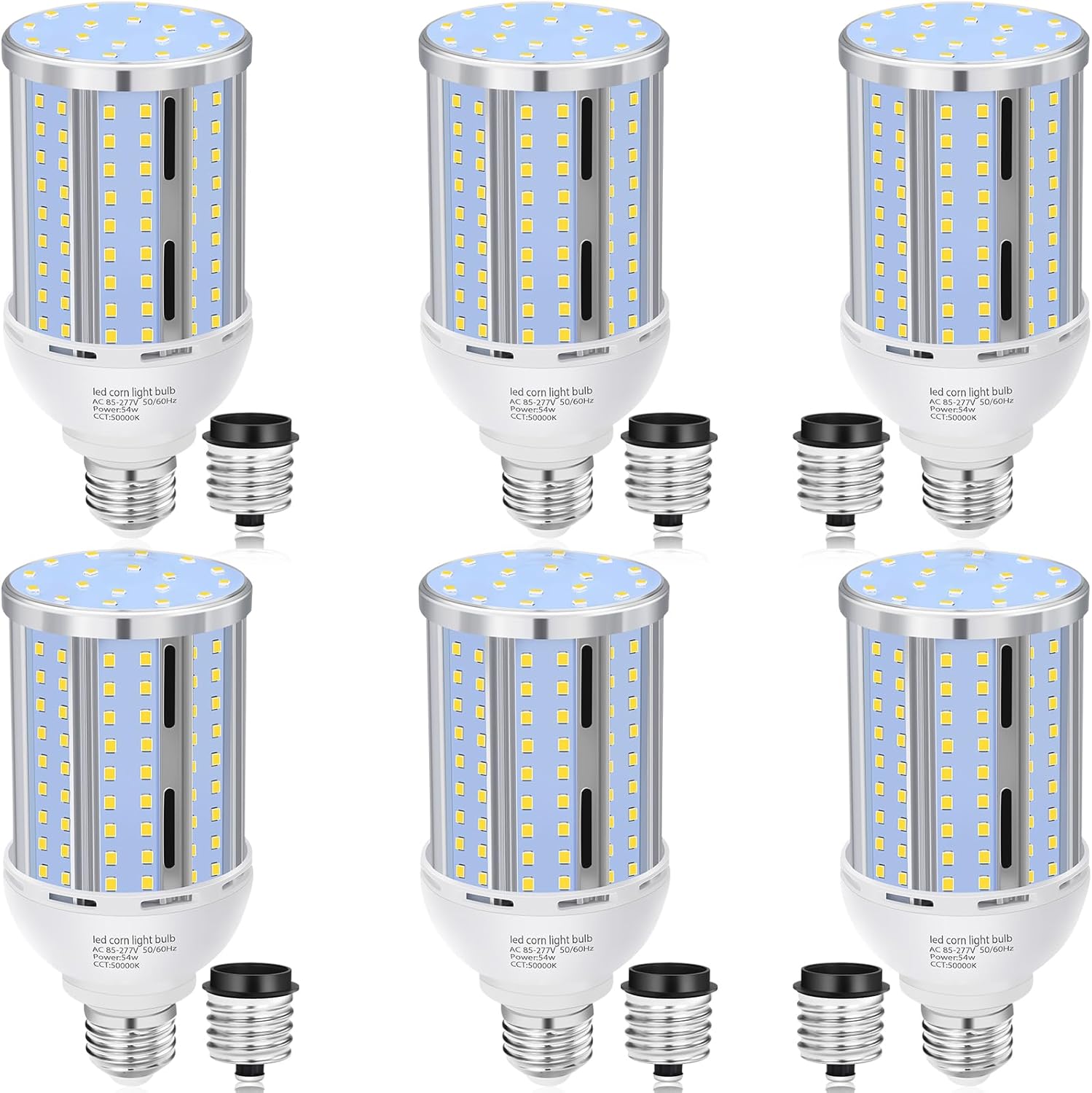 6 Pack 54W Corn LED Light Bulb for Bright Indoor and Outdoor Use