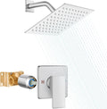 8 in Square Shower Head and Handle Set - Polished Chrome