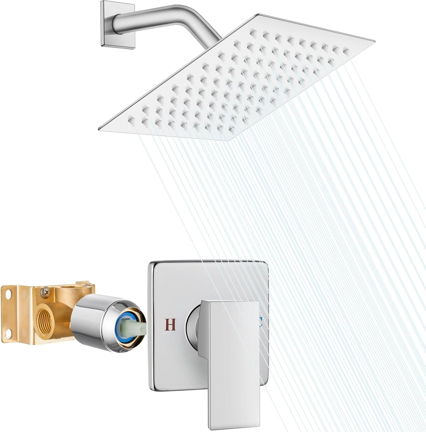 Heyalan 8 Inch Shower Head and Handle Set for Luxurious Showers