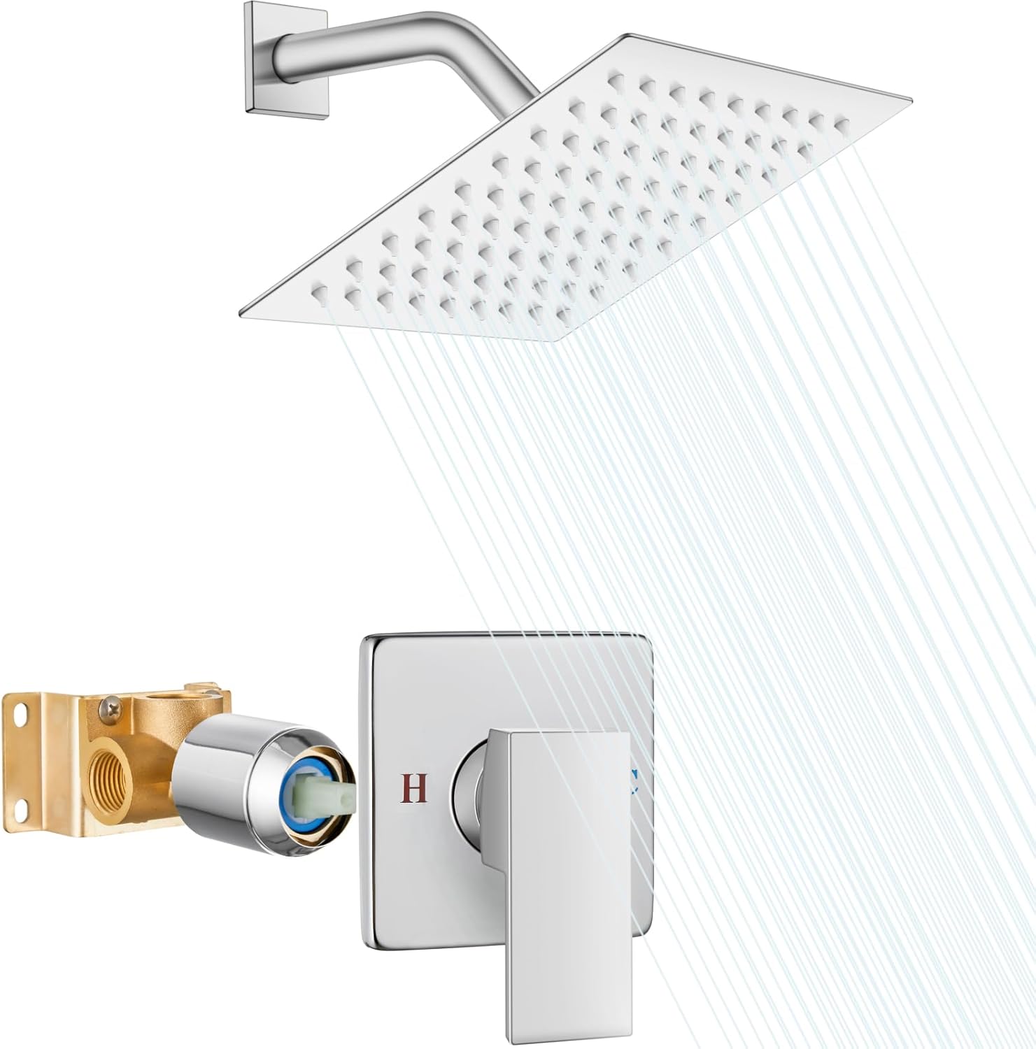 Heyalan 8 Inch Shower Head and Handle Set for Luxurious Showers