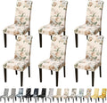 Pattern Chair Covers for Dining Room Set of 6 - Stretchy Peony