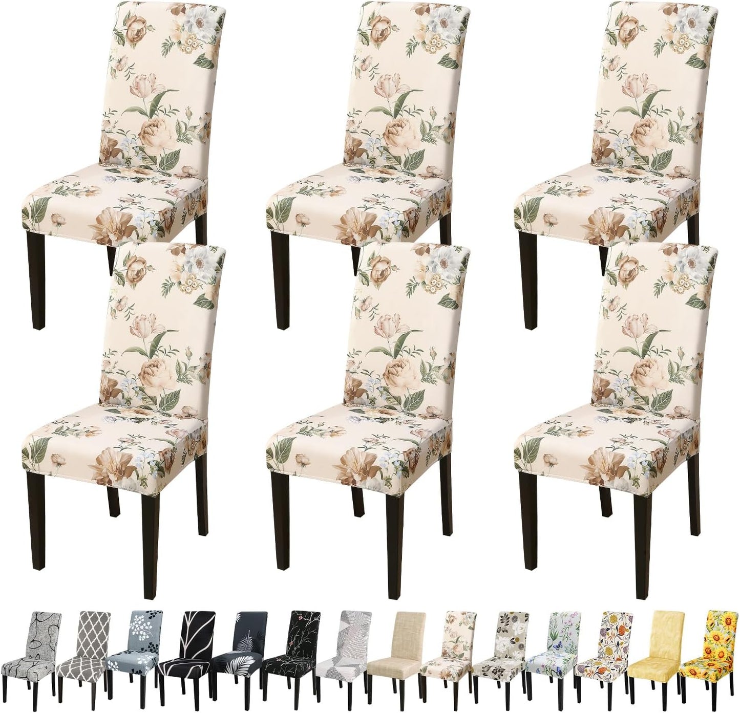 High Stretch Removable Chair Covers for Dining Room Set of 6