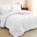 CozyLux King Size Comforter Set White - Elegant Pintuck 7-Piece