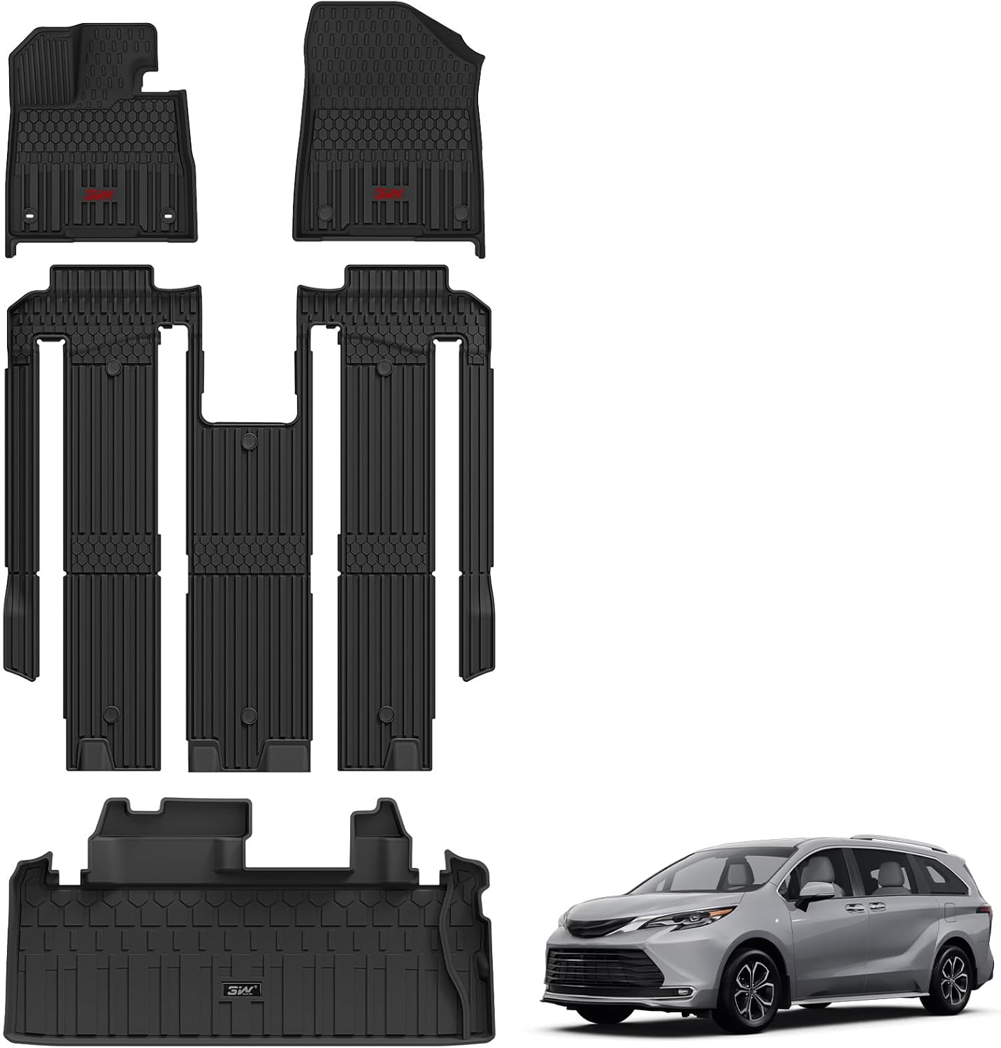 3W Floor Mats for Toyota Sienna 2021-2025 - All Weather Protection