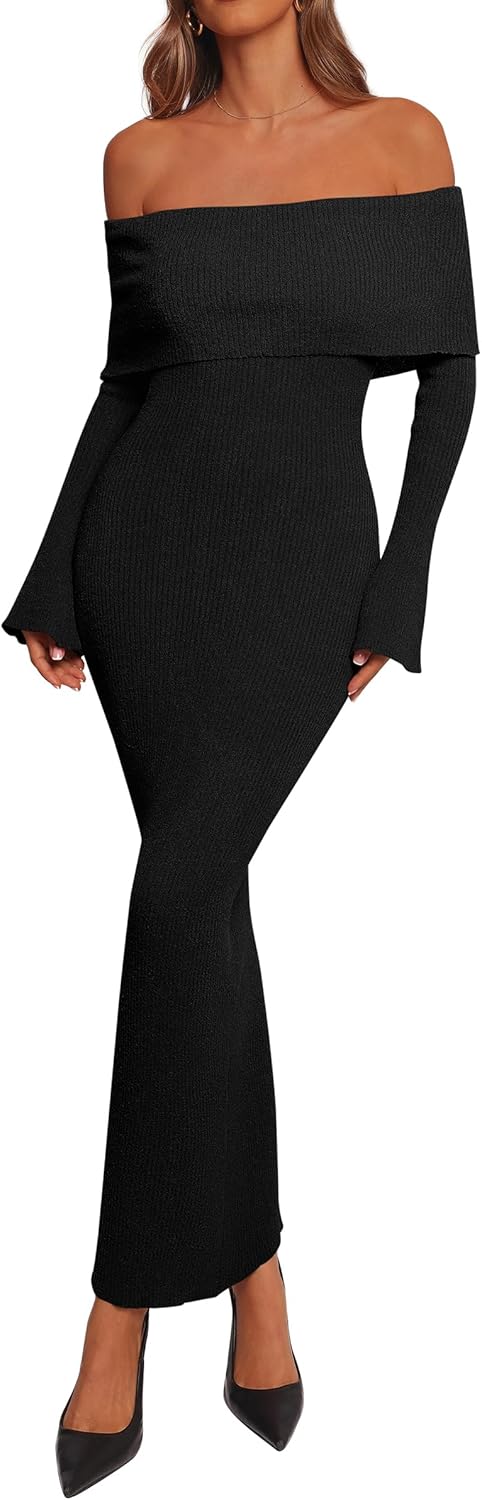 Dowerme Women's Off The Shoulder Sweater Dress for 2025 Events