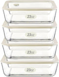 Glass Food Container Set with Glass Lid, 4 Pack - Plastic Free