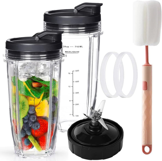 24oz Ninja Blender Cups with To-Go Lids - Replacement Set