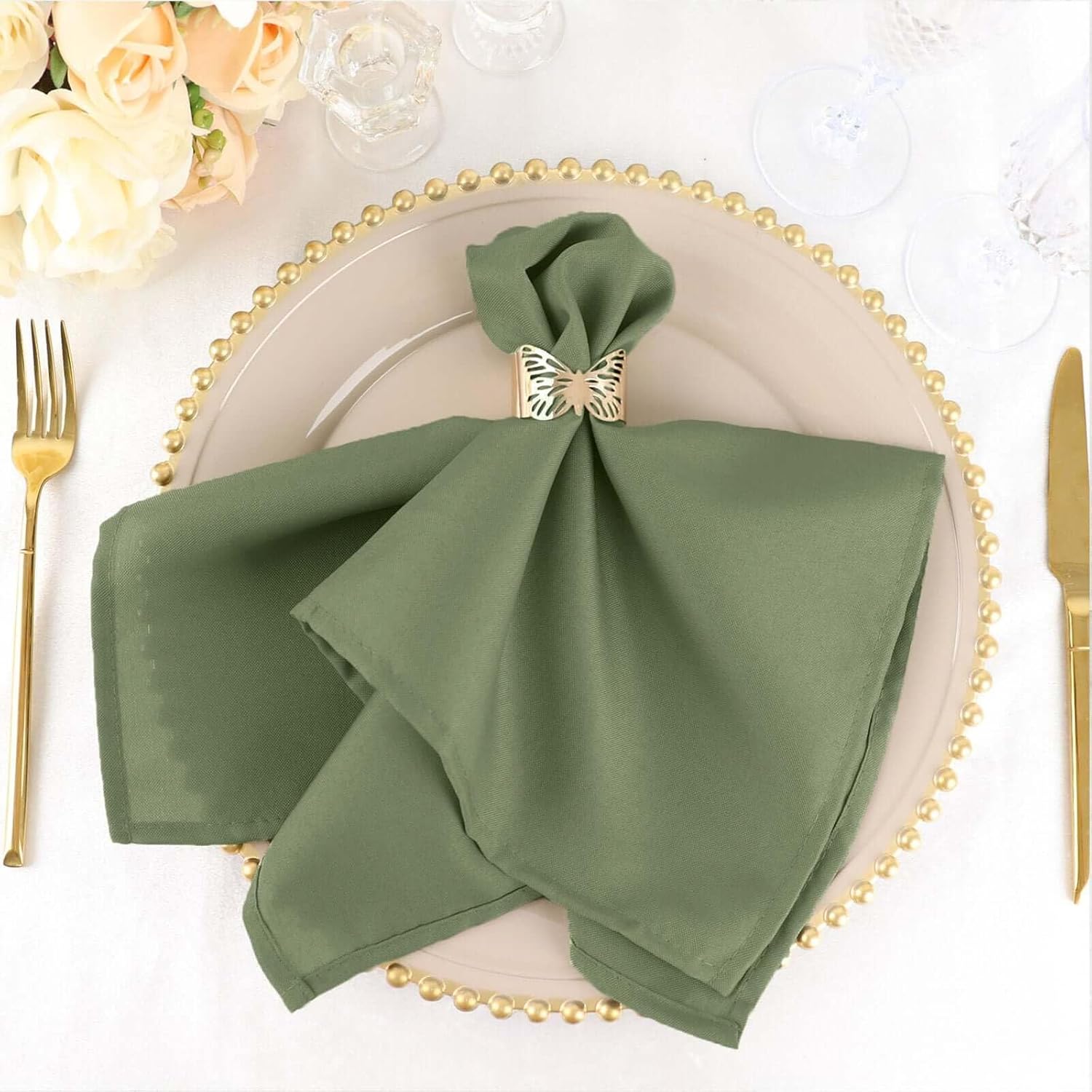 Eucalyptus Sage Green Cloth Napkins Set of 100 for Events