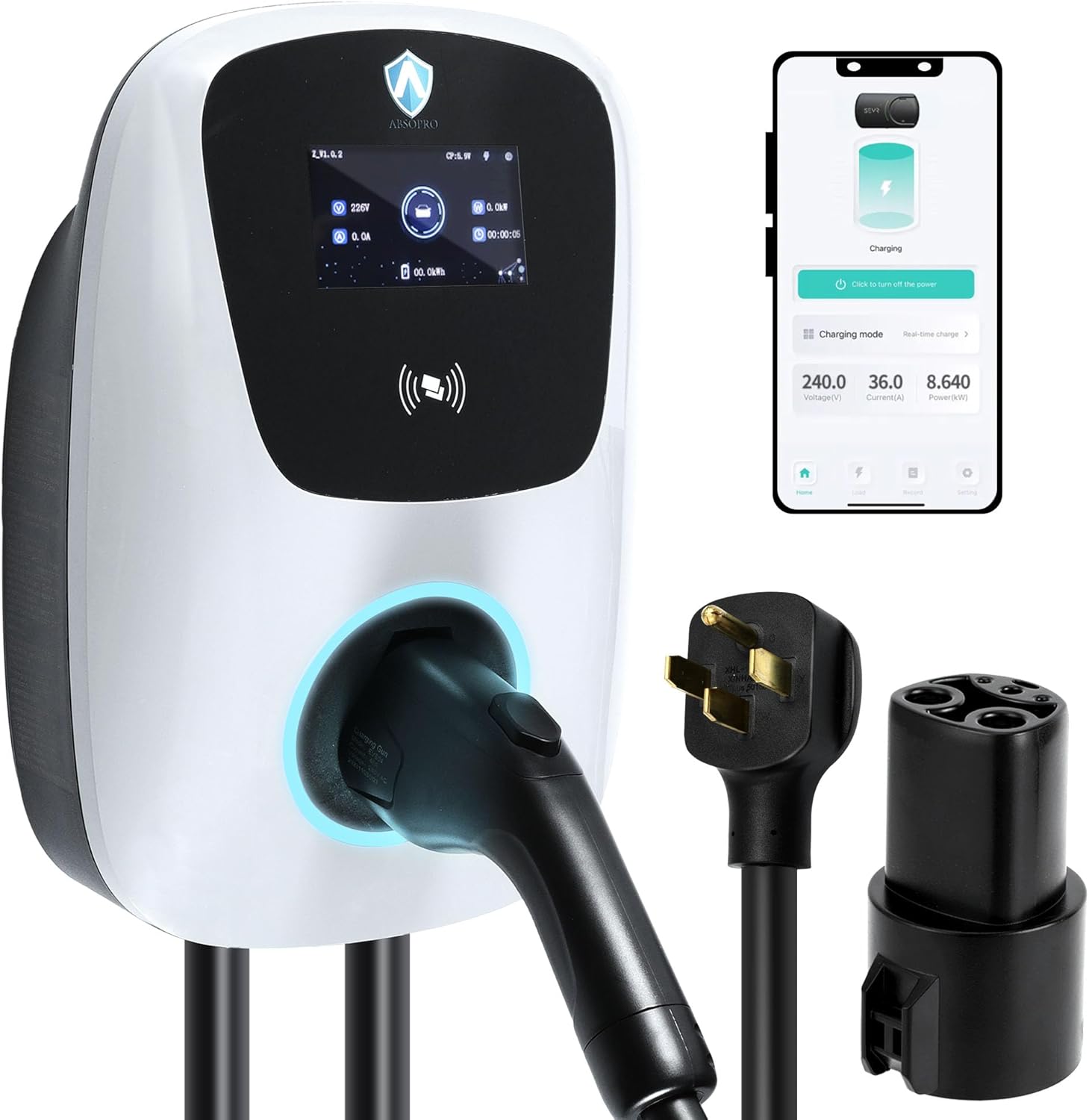 Fast Level 2 EV Charger for Tesla w/App Control