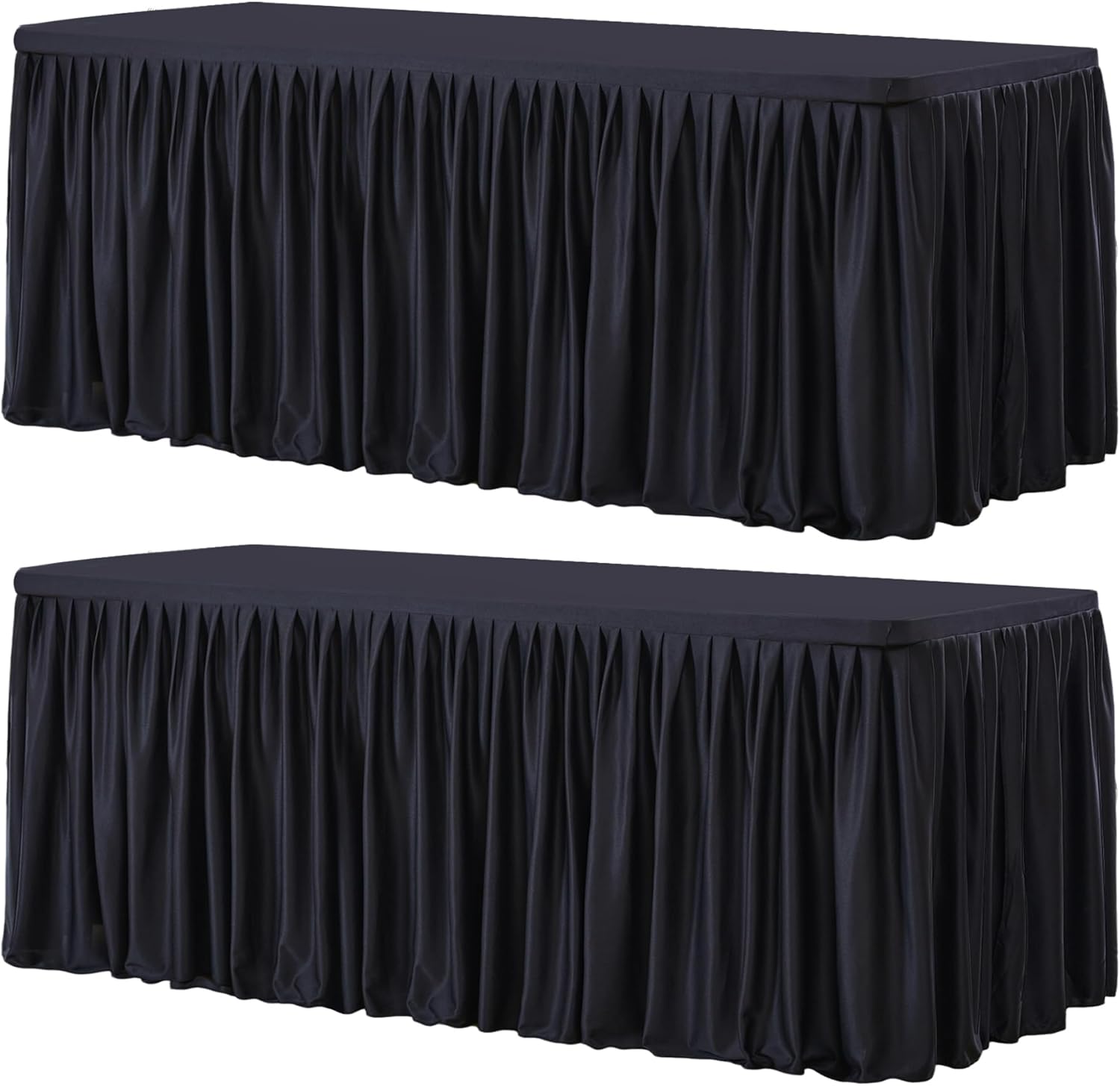 2 Pack Black Rectangle Tablecloths for 6 Foot Tables Events