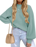 ZESICA Women's Casual Turtleneck Lantern Sleeve Ribbed Sweater - Cozy