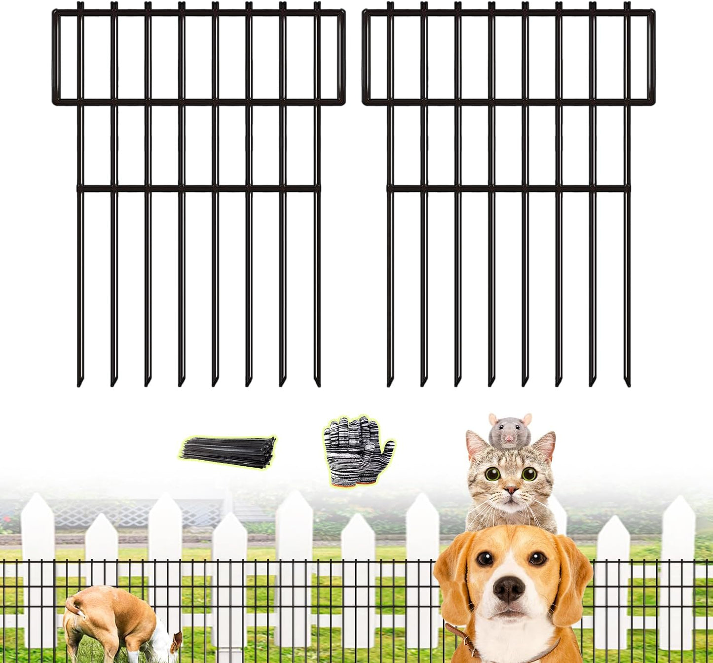 Animal Barrier Fence No Dig 25pcs Garden Fence for Dogs and Cats