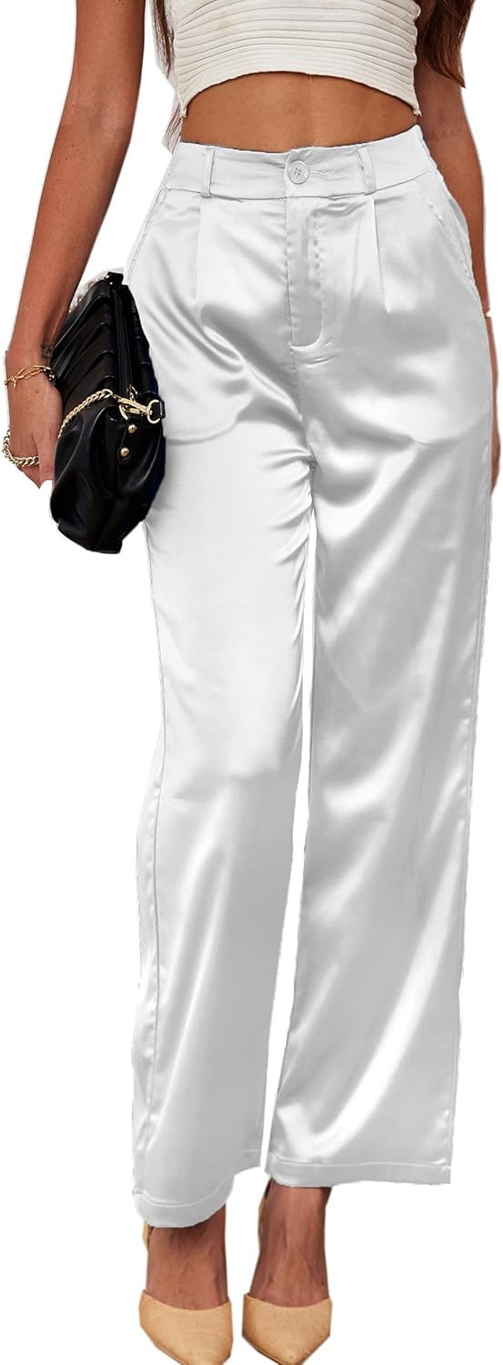 Stylish Women's Wide Leg Satin Casual Dress Nightout Pants