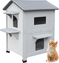 Plastic Outdoor Cat House Two-Story Shelter - Spacious 2-Cat Villa