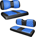 Golf Cart Diamond Seat Covers Kit Blue Black - Front & Rear Fit
