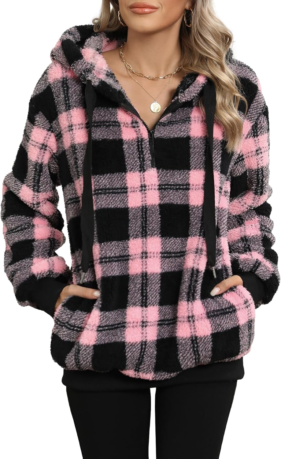 Yanekop Womens Sherpa Jacket Cozy Fleece Zip Up Pullover