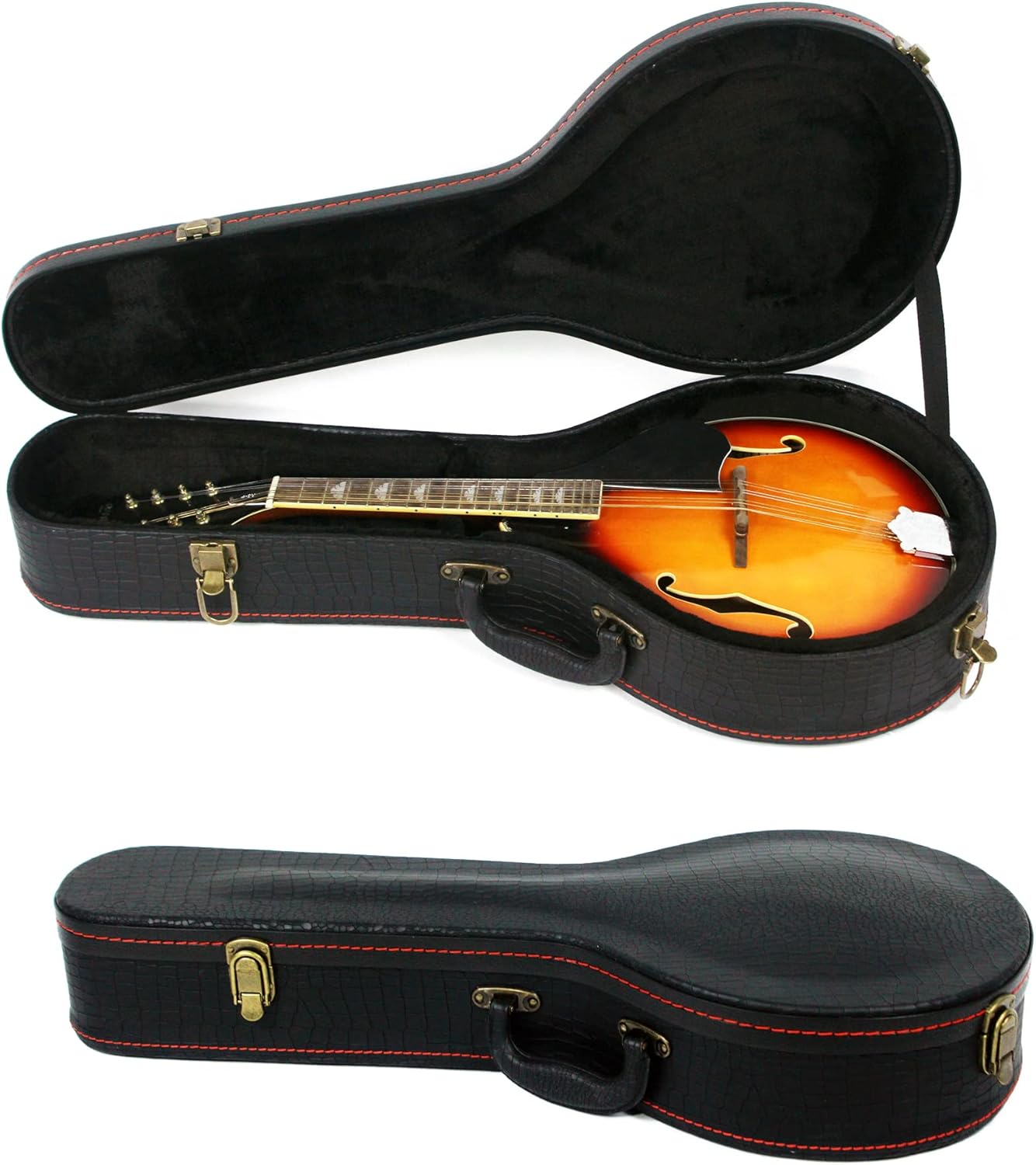 A-Style Mandolin Hard Case with Plush Interior and Crocodile Pattern