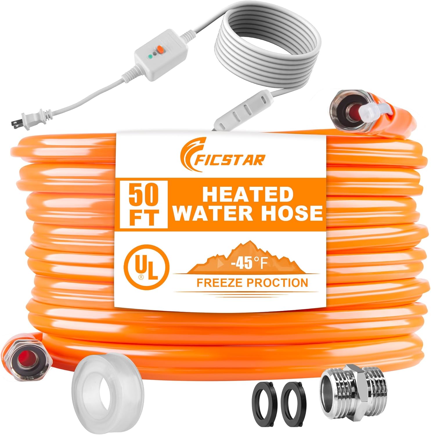 50FT Heated Water Hose for RV - Antifreeze to -45F, Safe Use