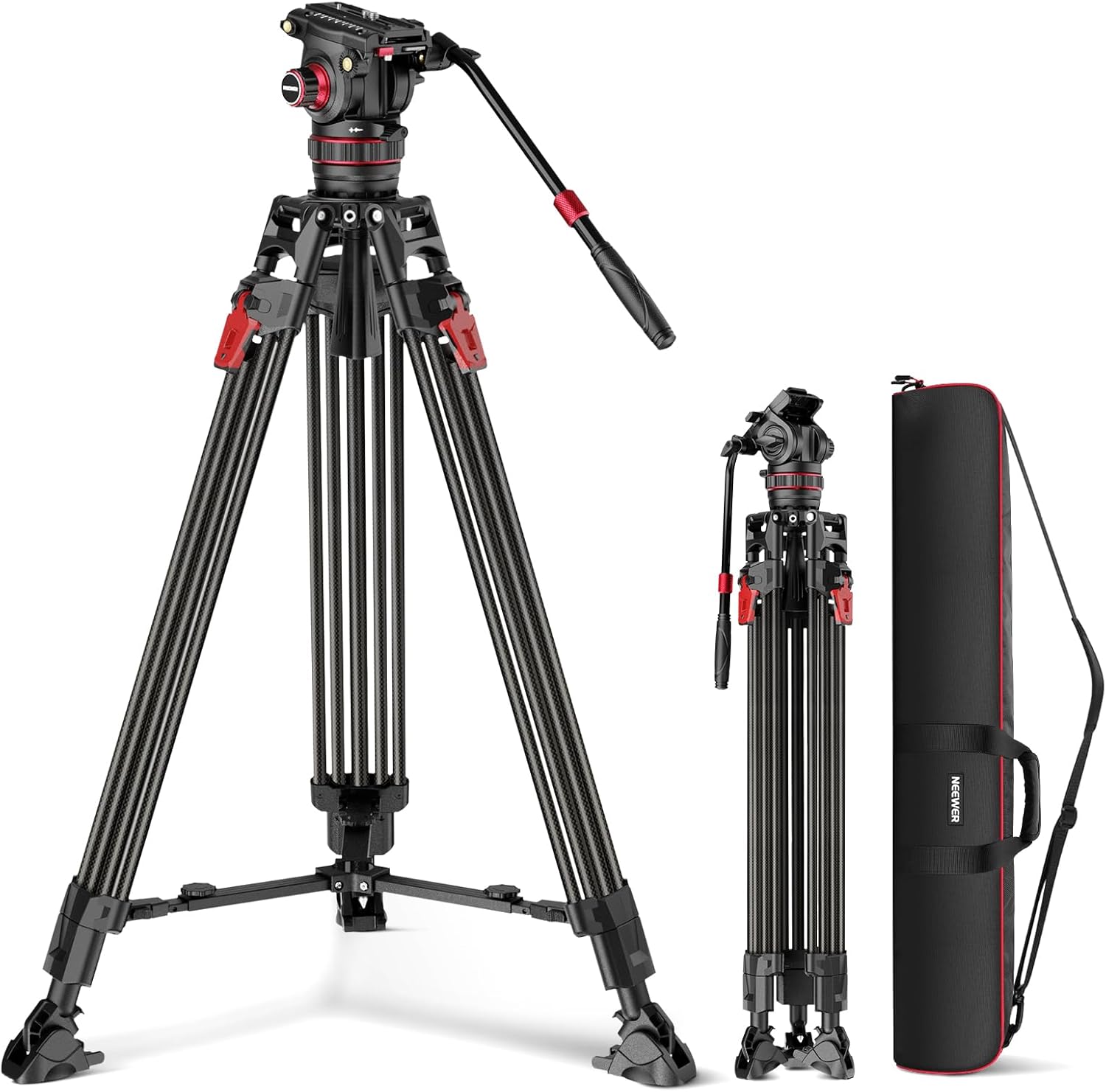 NEEWER 78in Video Camera Tripod with Adjustable Fluid Head
