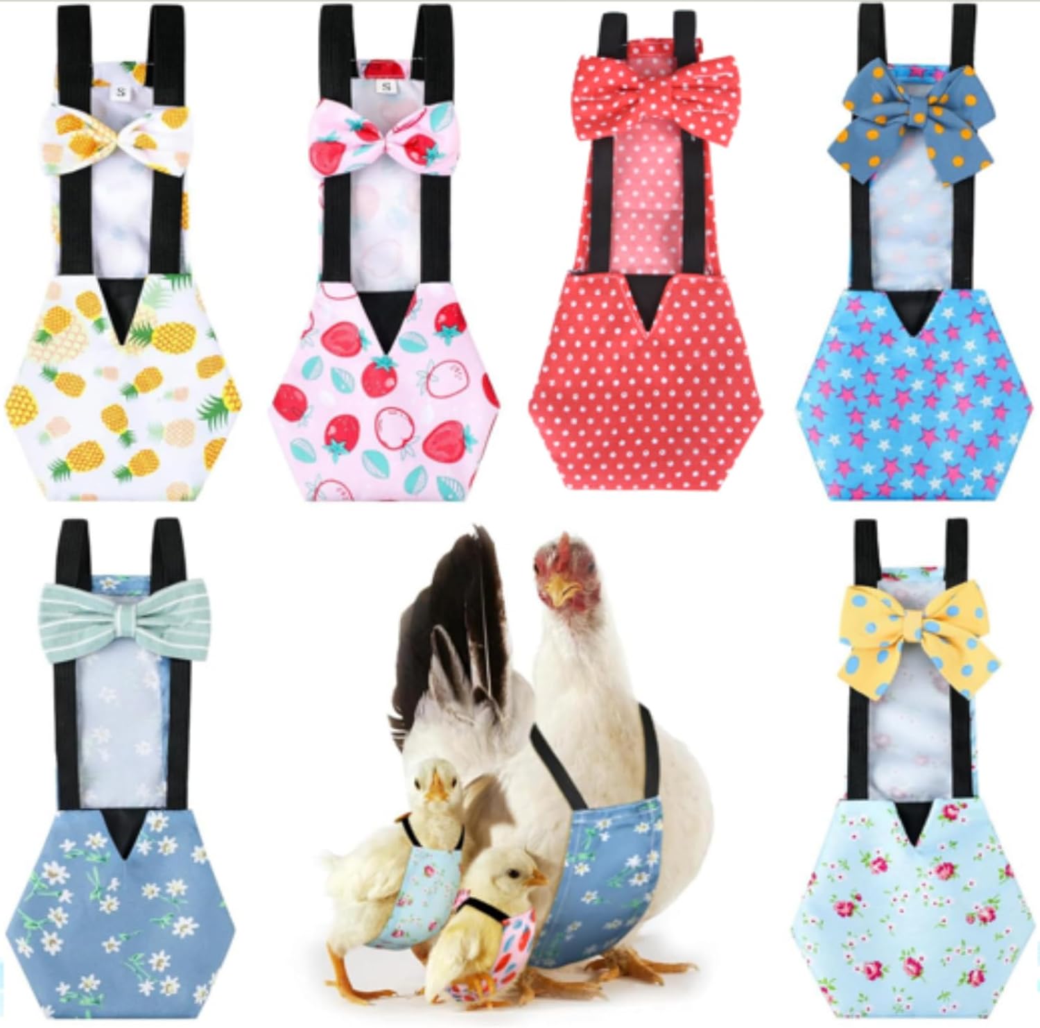 Waterproof Chicken Diapers with Bow Tie - DoubleFill