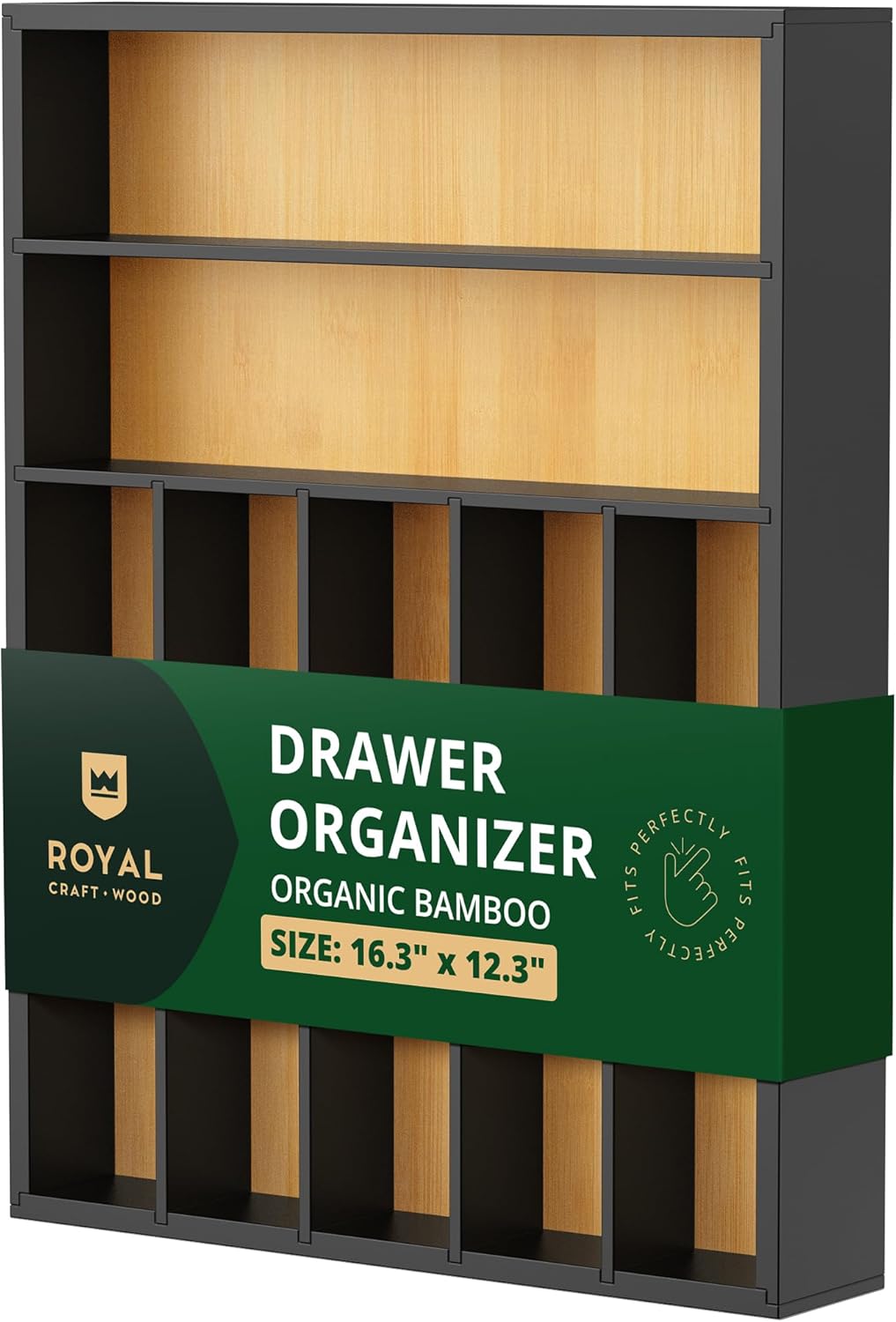 Luxury Bamboo Kitchen Drawer Organizer for Utensils and Cutlery