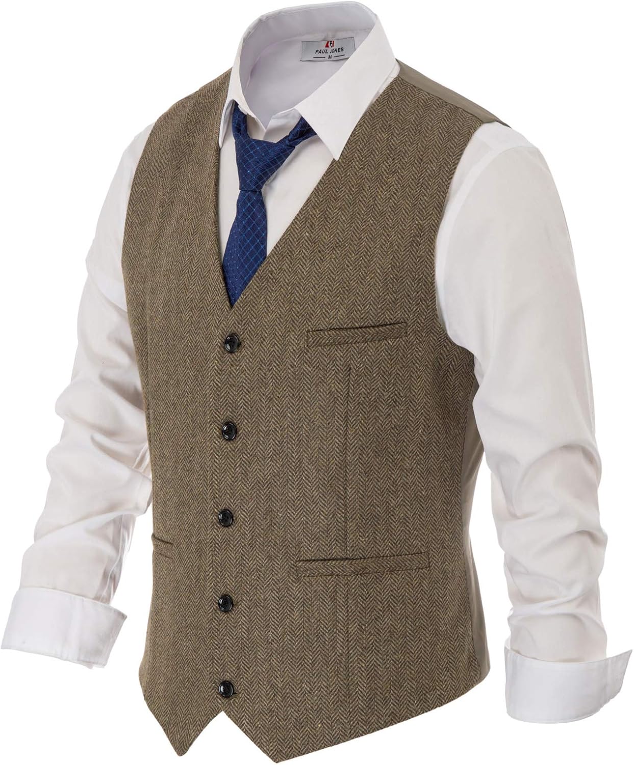 Stylish Herringbone Tweed Suit Vest for Men by PJ PAUL JONES
