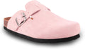 Slip-On Buckle Slides in Suede for All-Day Women's Comfort