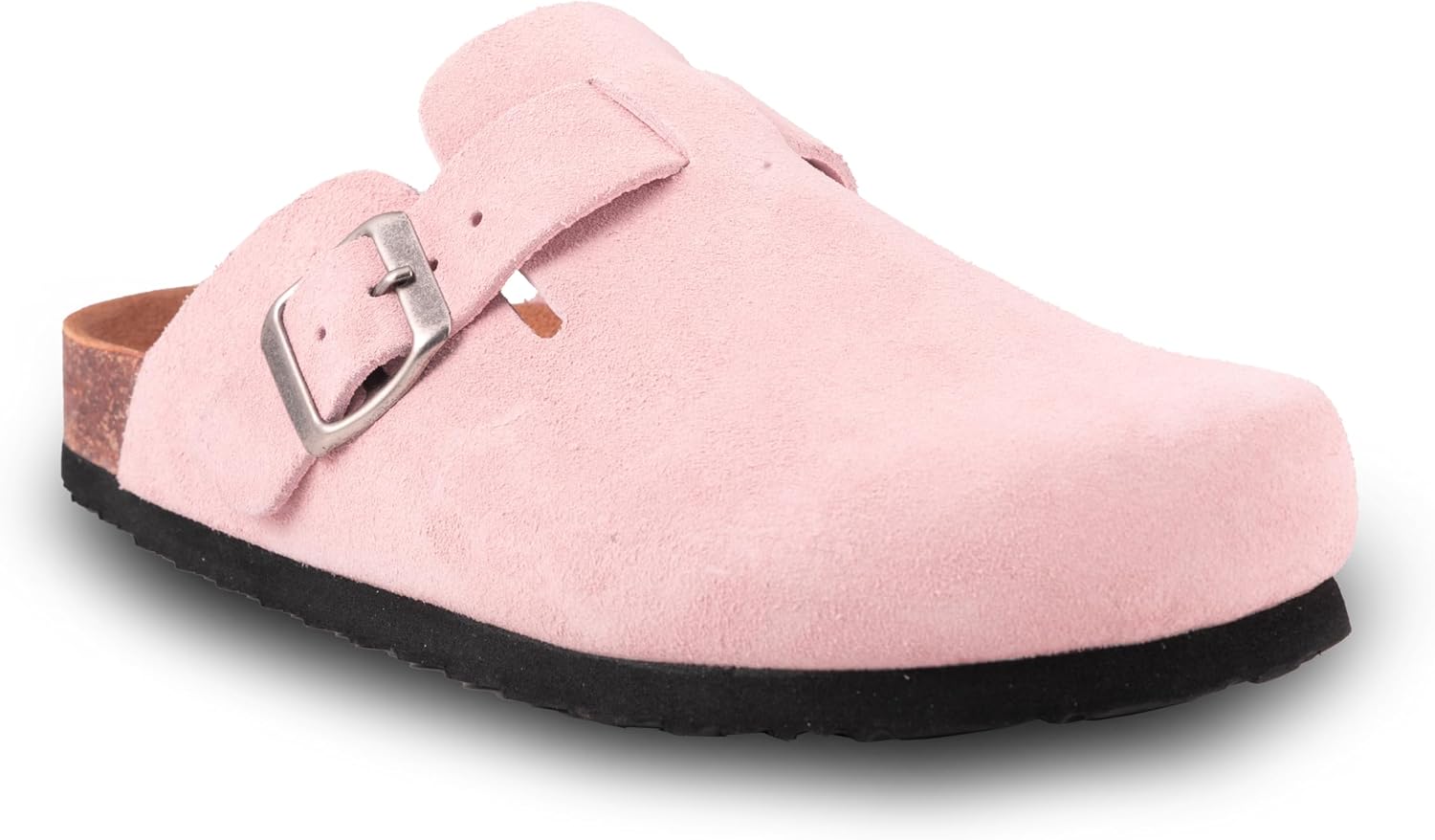 Women's Suede Clogs Slip-On Buckle Slides for All-Day Comfort