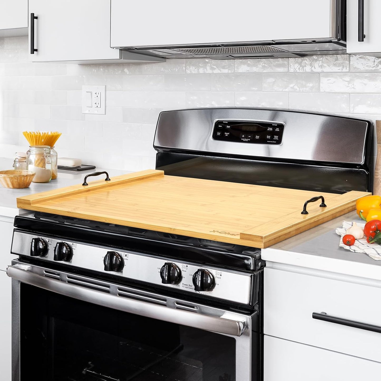 Noodle Board Stove Cover - X-Chef Bamboo Cutting Board 30 x 22 in