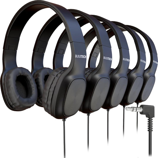 200 Pack Bulk Wired On-Ear Leather Headphones for All Devices