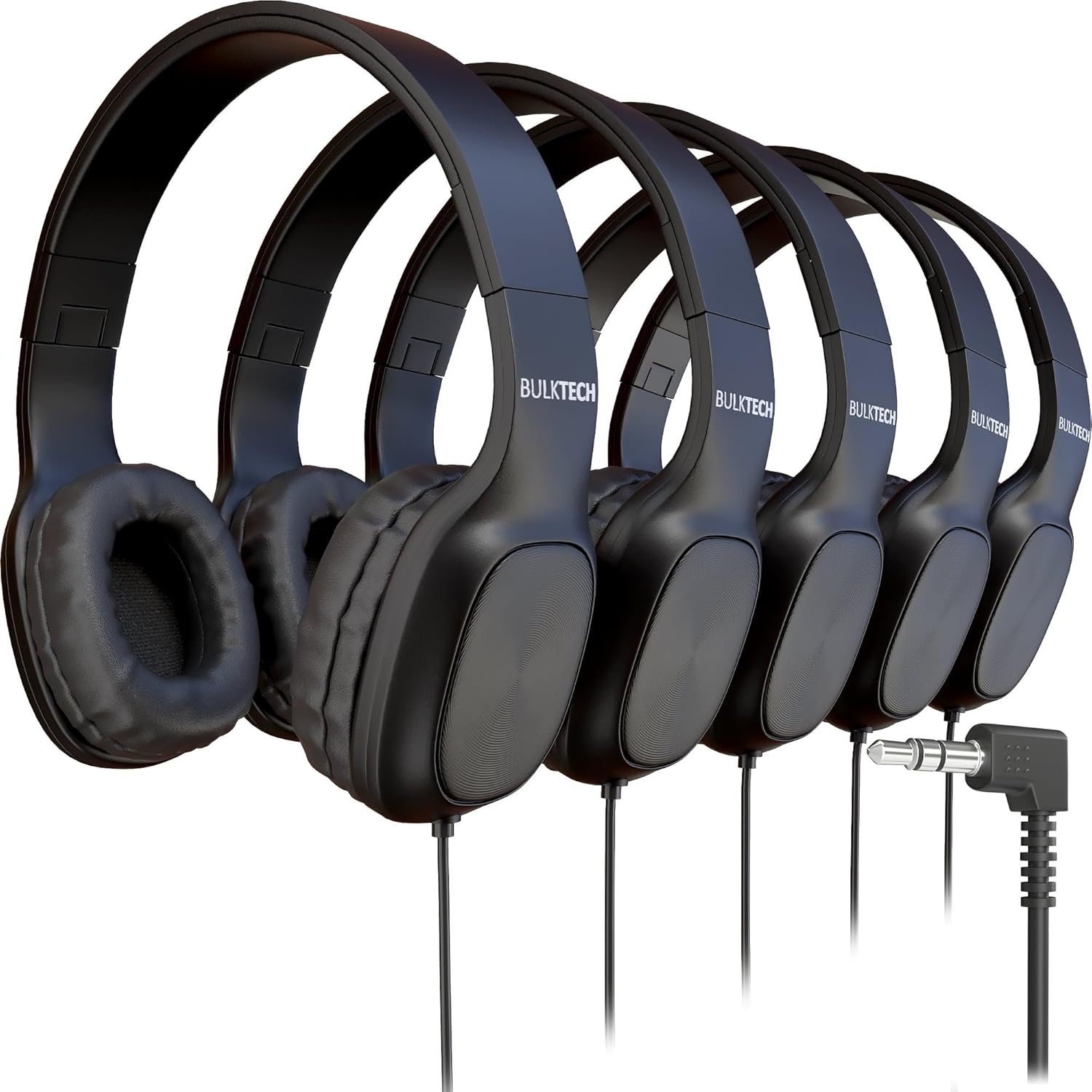 1000 Pack Bulk Wired On-Ear Leather Headphones for All Devices