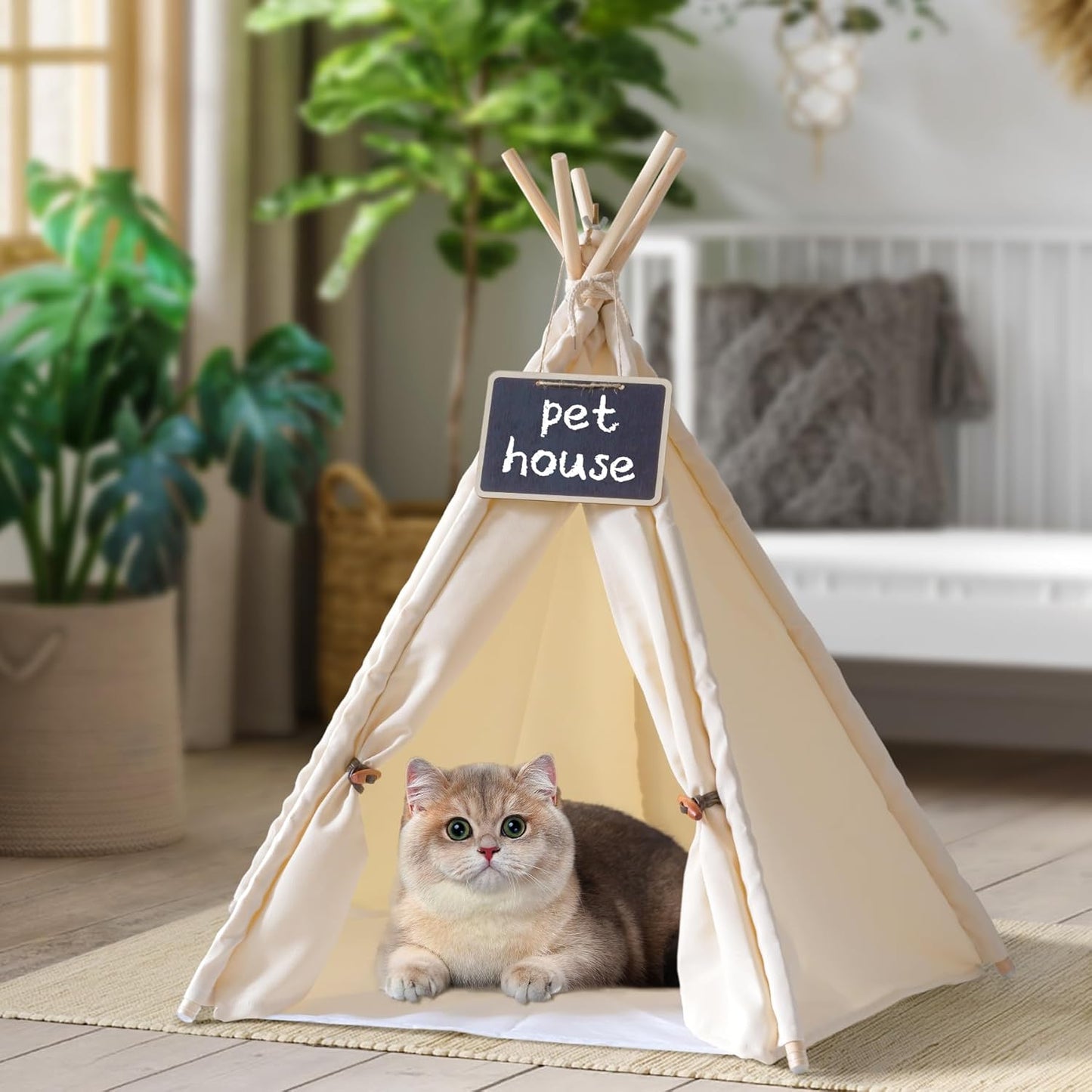 Portable Washable Pet Teepee | Cozy 24 Bed | Indoor Use