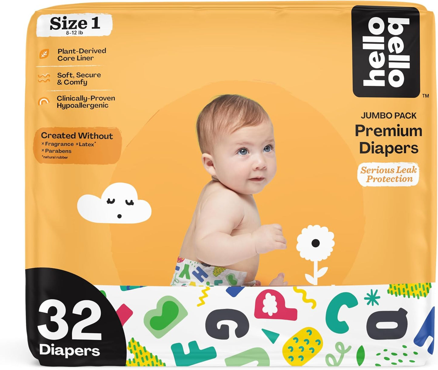 Hello Bello Premium Size 1 Diapers - Extra Absorbent & Hypoallergenic