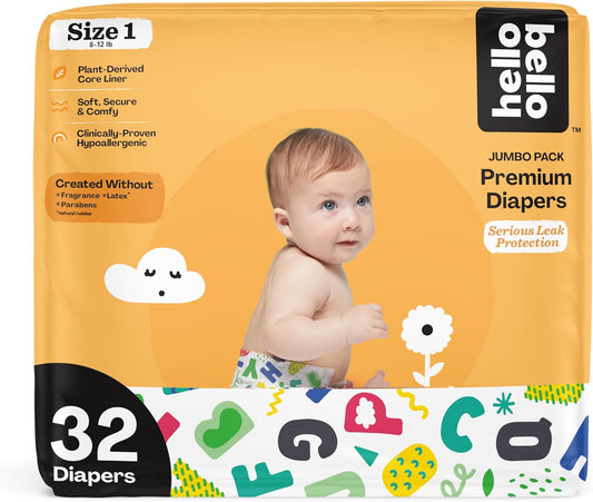 Hello Bello Premium Size 1 Diapers - Extra Absorbent & Hypoallergenic