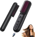 Cordless Hair Straightener Brush - Portable Travel Straightening Comb