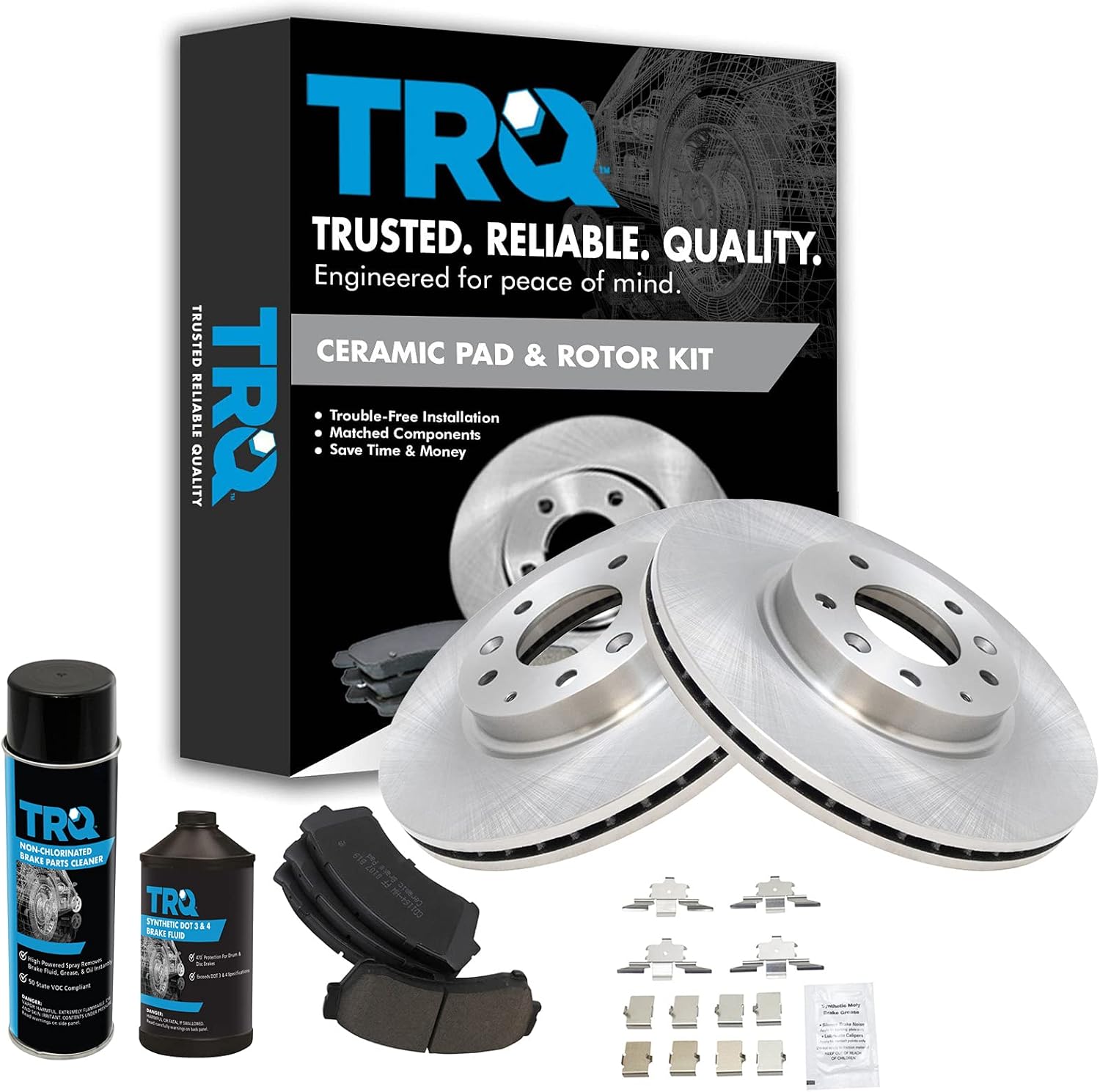 TRQ Front Brake Pad & Rotor Kit for Ford Fusion & More