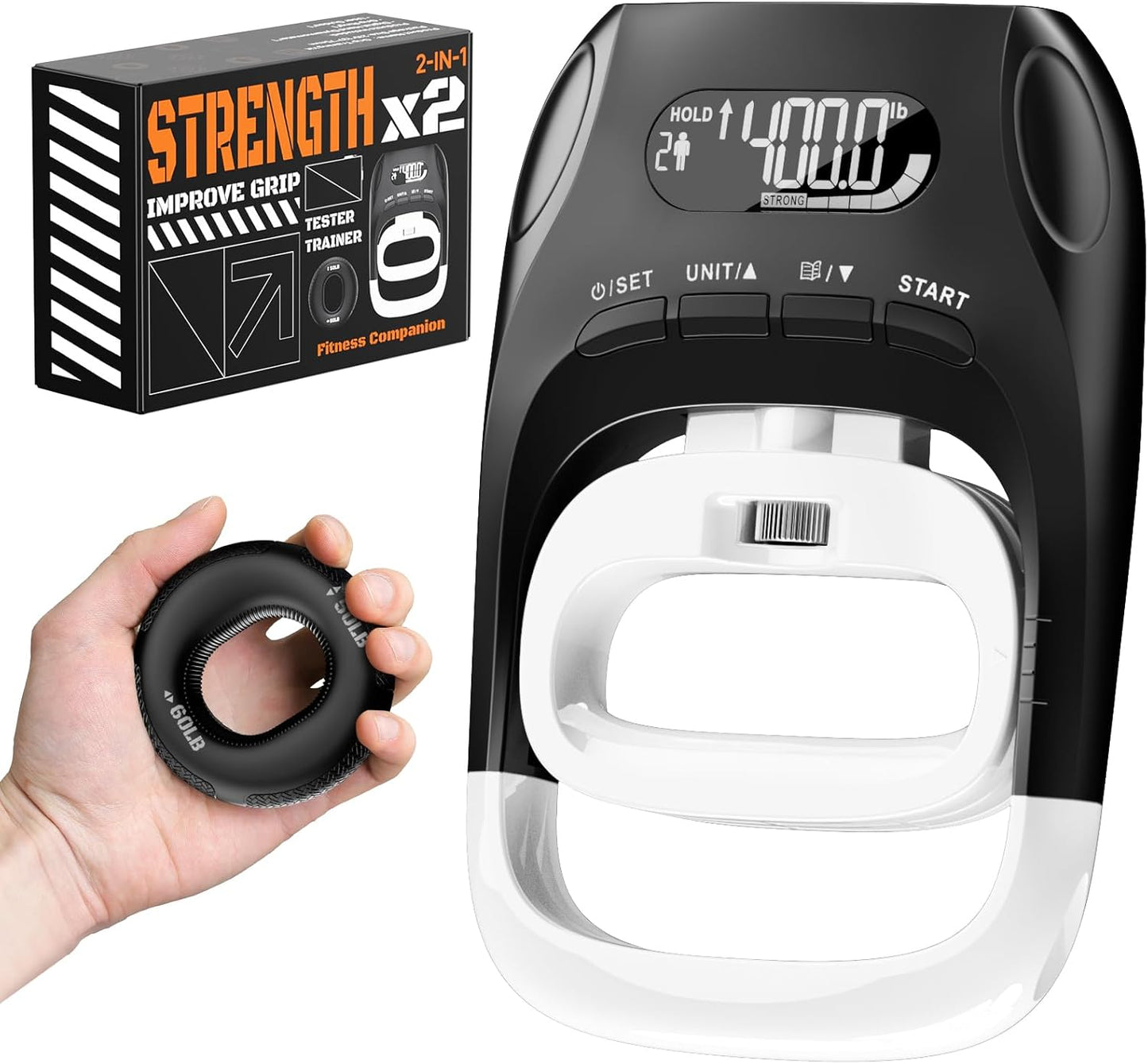 Grip Strength Tester & Trainer 2-in-1 Combo Set for Fitness