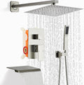 Brushed Nickel Rainfall Shower Head 8 in Set Faucet with Tub Spout