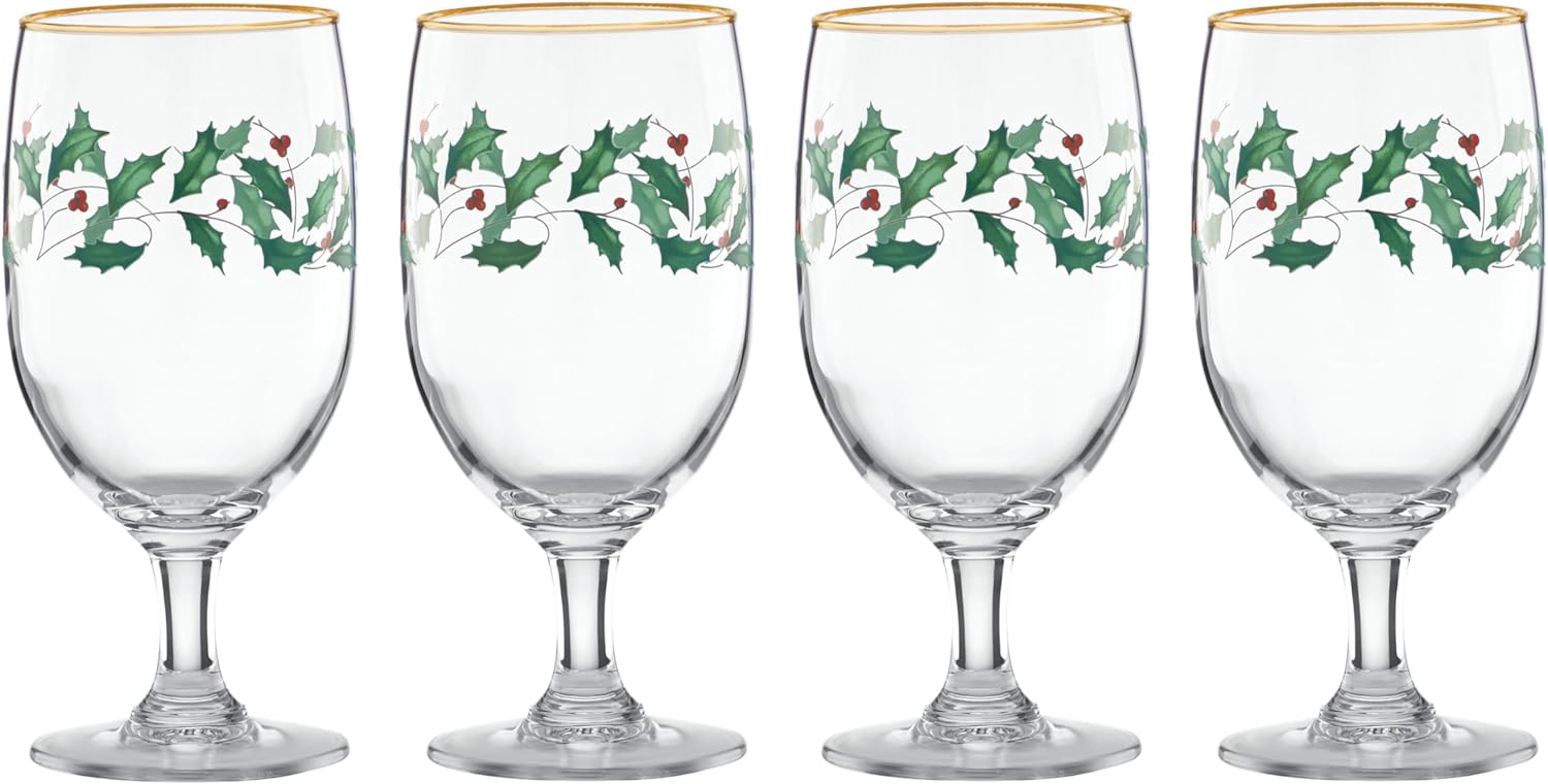 Lenox Holiday Iced Beverage Glass Set for Festive Gatherings