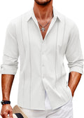 COOFANDY Mens Cuban Guayabera Shirt Long Sleeve - Breathable Comfort