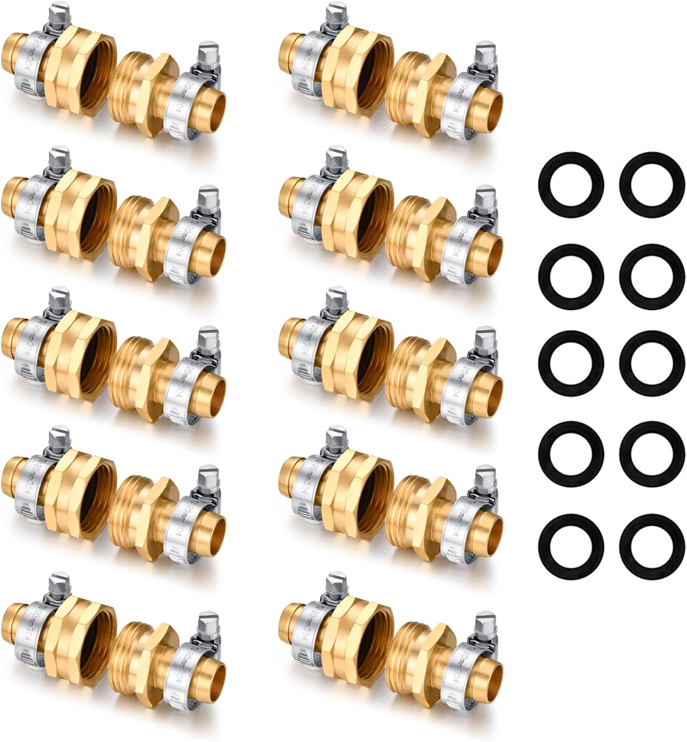 Garden Hose Repair Connector Kit with Clamps for Easy Repairs