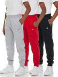 Boys Fleece Jogger 3-Pack - Soft Cotton Blend Sweatpants